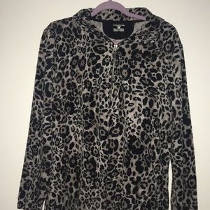 Jones New York Cheetah Print Sports Quarter Zip